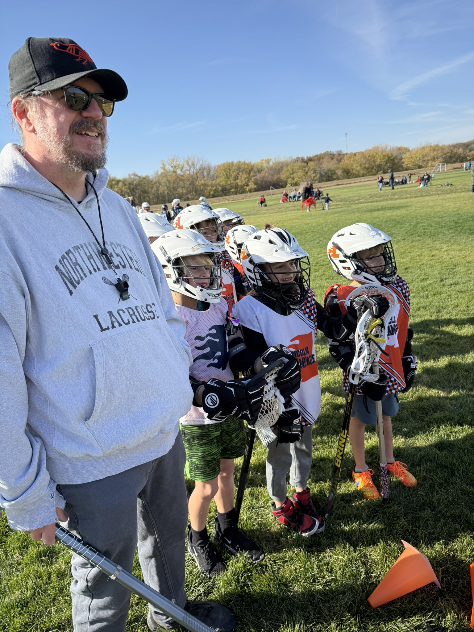 Youth Coach David Gracie running a skills competition during our "Fall Ball Stars" event in Fall 2024.